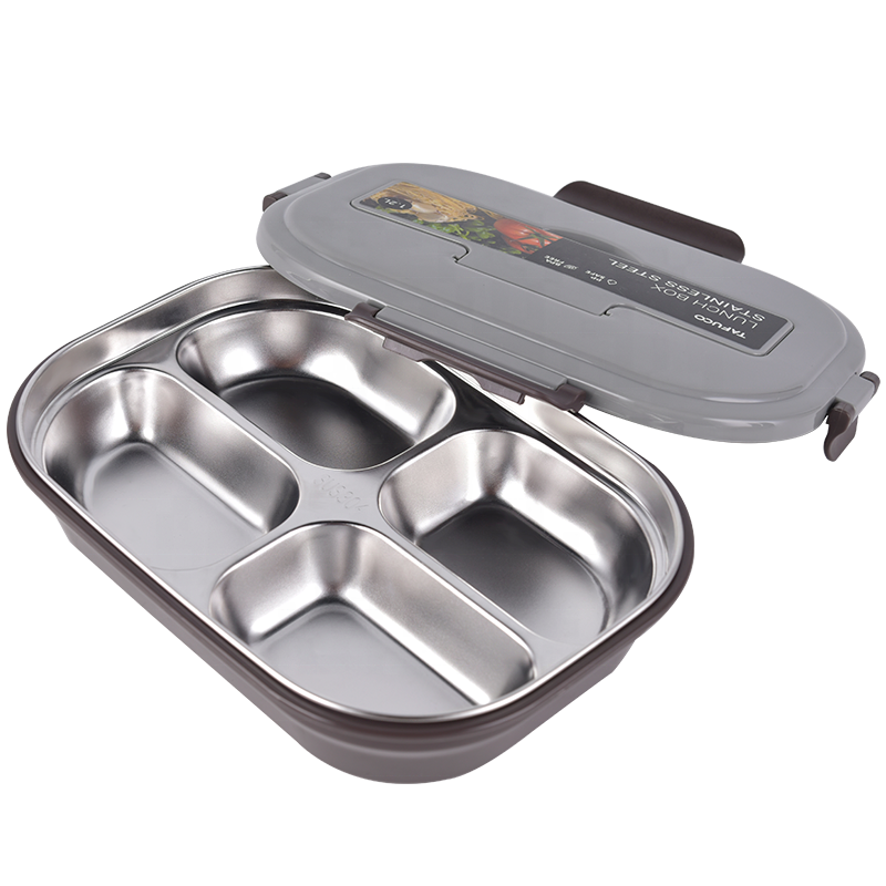 4 Compartment Plates Stainless steel Canteen Plates  Lunch Tray