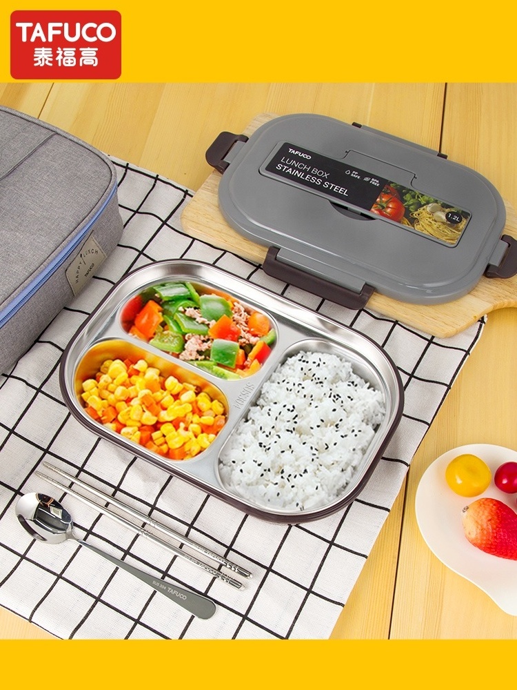 4 Compartment Plates Stainless steel Canteen Plates  Lunch Tray