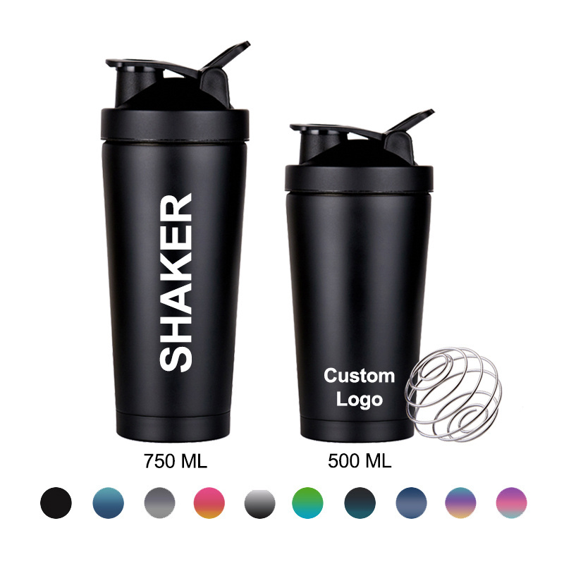 Bpa Free Custom 500ml 750ml Gym Shaker Gym sport water Bottle Stainless steel Protein Shaker cup