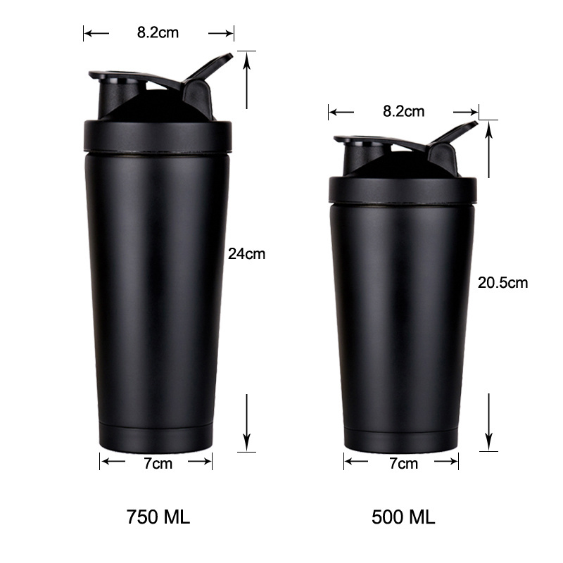 Bpa Free Custom 500ml 750ml Gym Shaker Gym sport water Bottle Stainless steel Protein Shaker cup