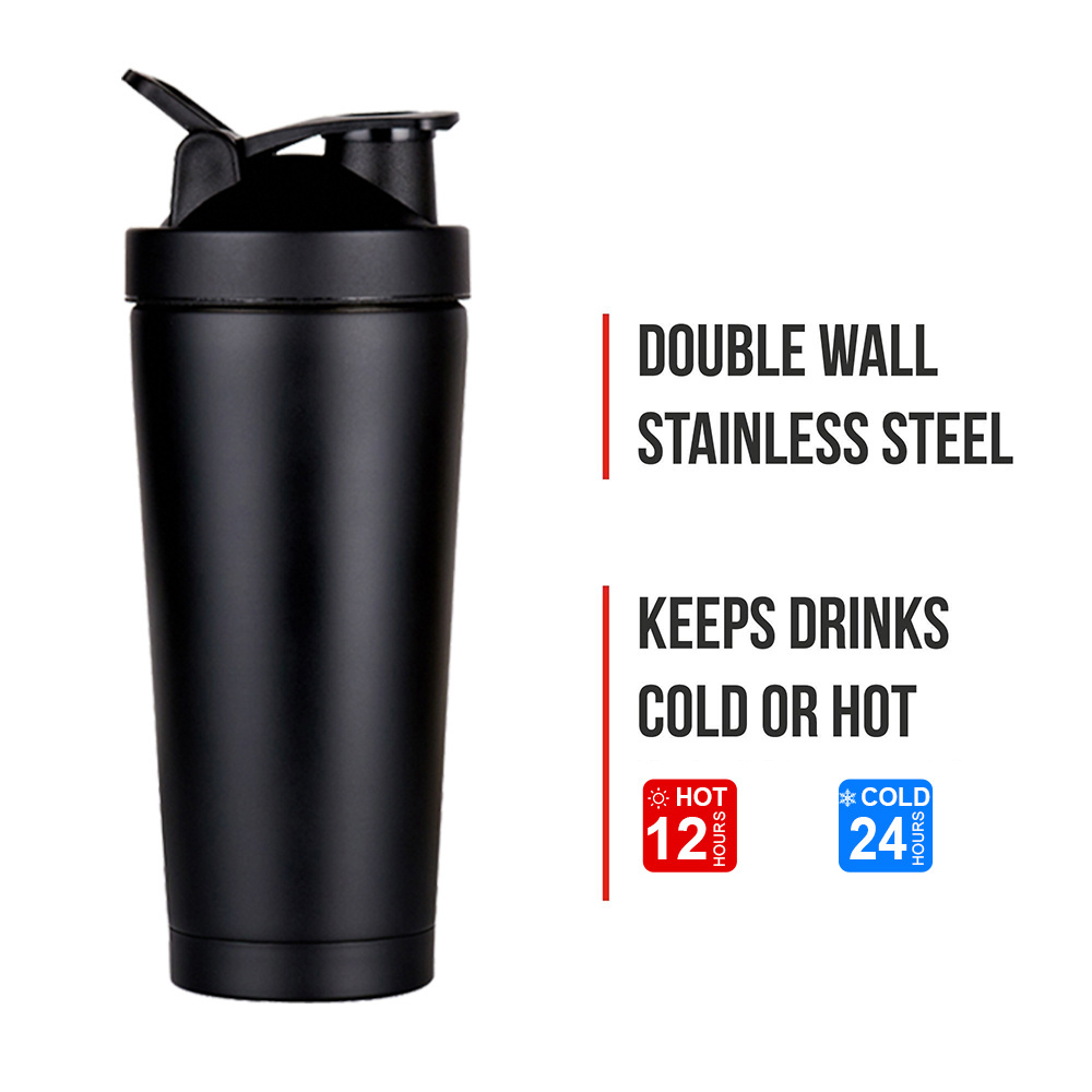 Bpa Free Custom 500ml 750ml Gym Shaker Gym sport water Bottle Stainless steel Protein Shaker cup