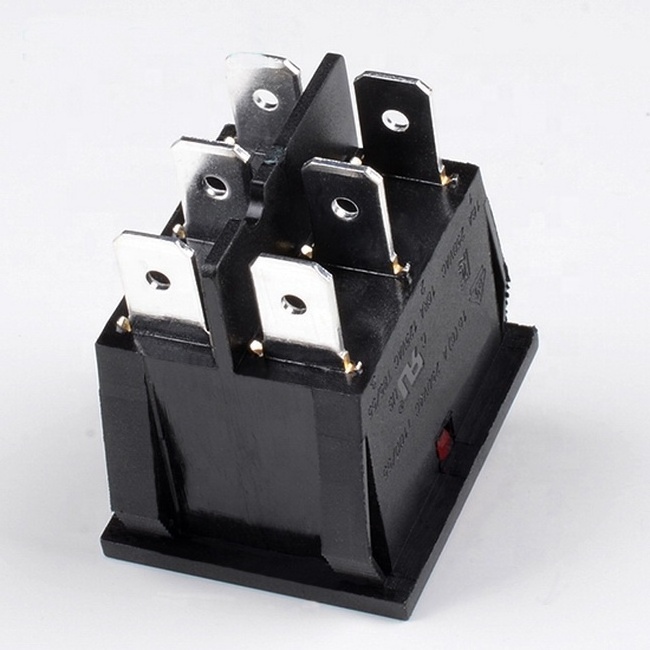 On On illuminated T125 30A 250V TR-019B KCD4 illuminated Rocker Switch DPDT 6 Pin Rocker Switch