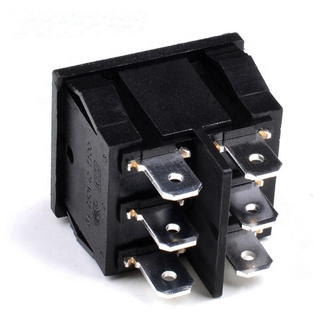 DPDT ON OFF ON 6PIN Single Pole Rocker Switch T125/55 With 220V 10A DPDT non illuminated 3 step rocker switch