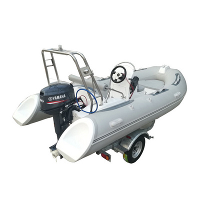 Family use small tender inflatable fiberglass hull rib 390 boat with outboard engine