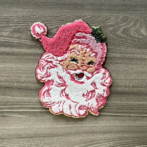 Custom Iron On Patches Towel Chenille Patches Custom Embroidery Christmas Applique Logo Glue On Chenille Patches