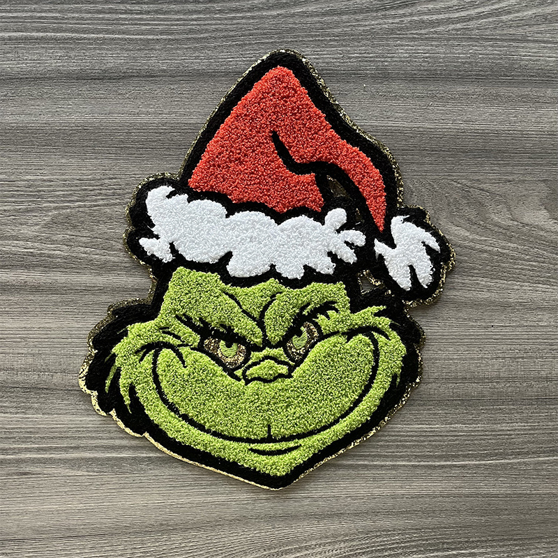 Custom Iron On Patches Towel Chenille Patches Custom Embroidery Christmas Applique Logo Glue On Chenille Patches