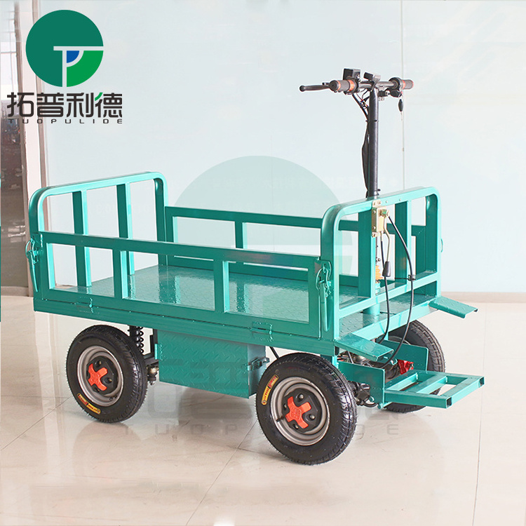 Workshop heavy duty carry wagon with 4 wheels electric flat platform trolley