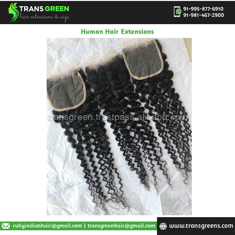 Highest Quality Lowest Price 4x4 Kinky Closure Cuticle Aligned Wholesale Human Hair Available from Indian Supplier