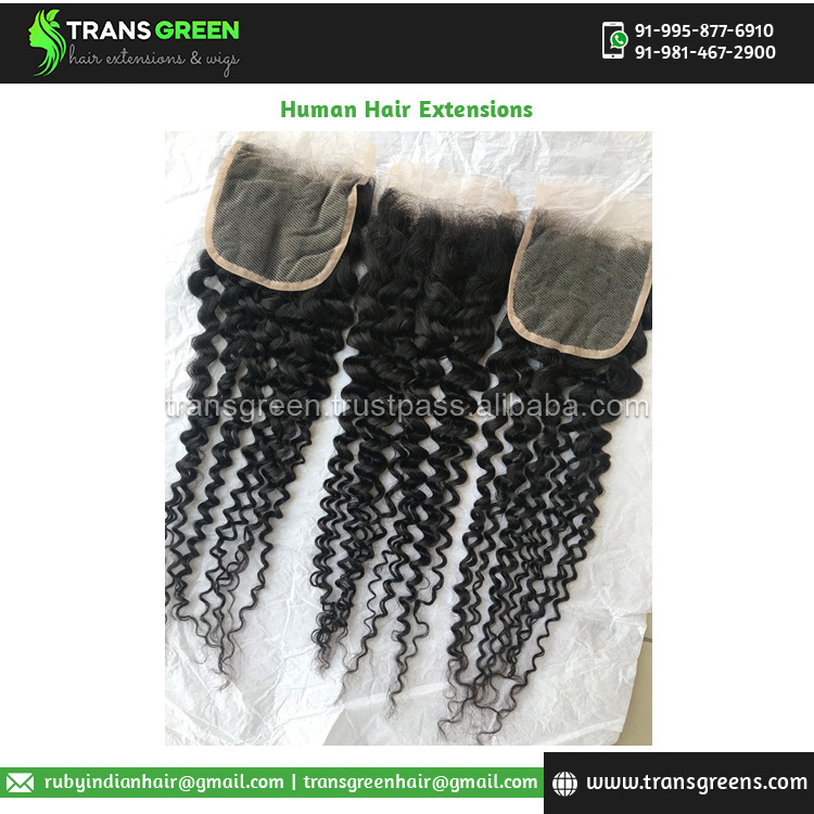 Highest Quality Lowest Price 4x4 Kinky Closure Cuticle Aligned Wholesale Human Hair Available from Indian Supplier