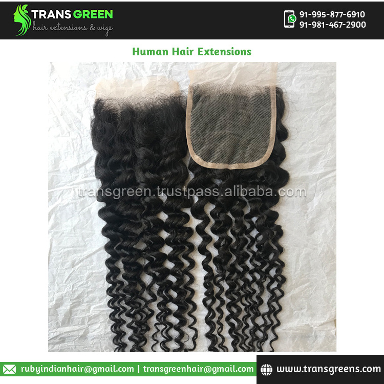 Highest Quality Lowest Price 4x4 Kinky Closure Cuticle Aligned Wholesale Human Hair Available from Indian Supplier