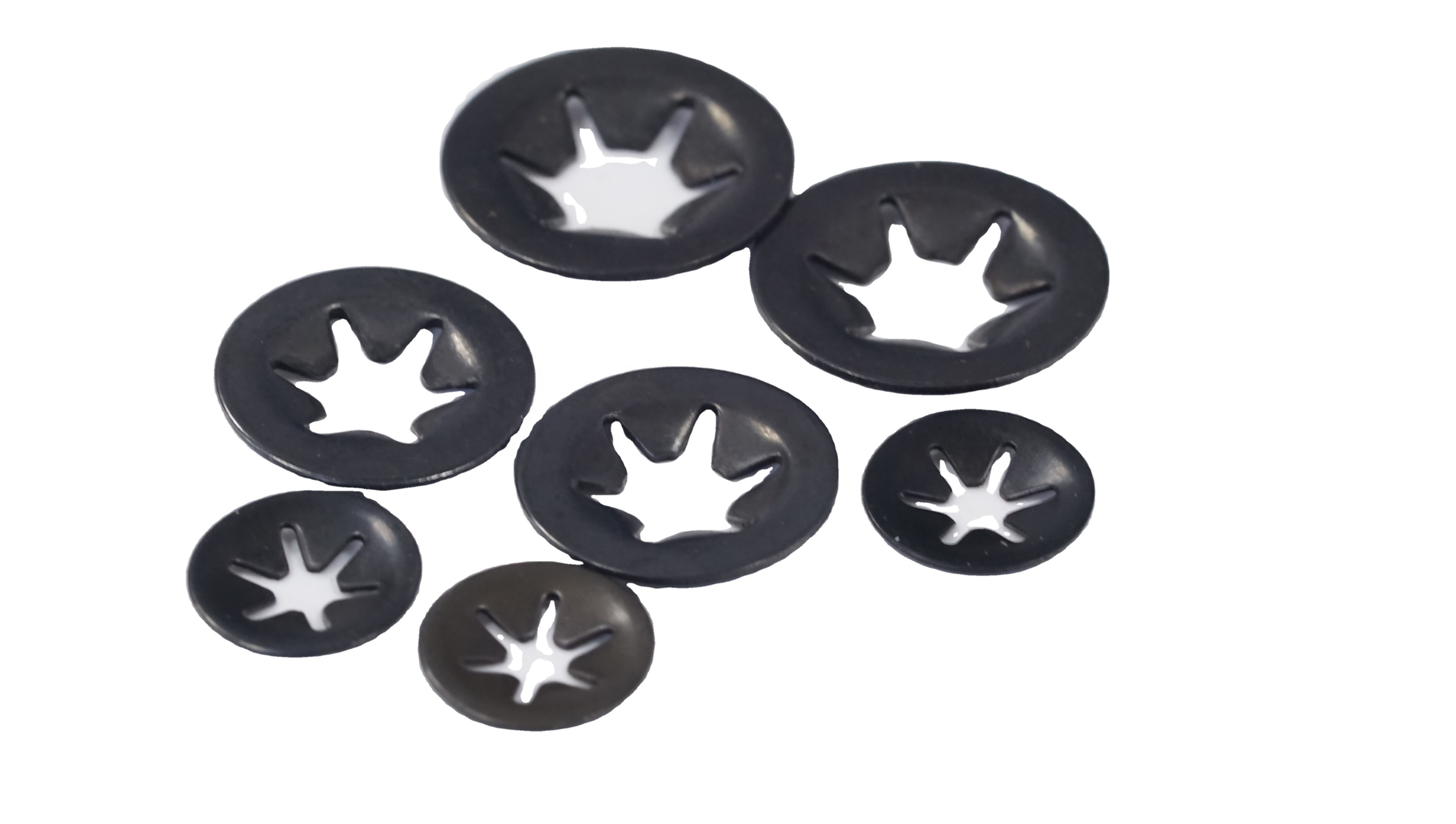 Black Oxide 65Mn Alloy Steel Star Lock Washers, M2.5 (up to M8)