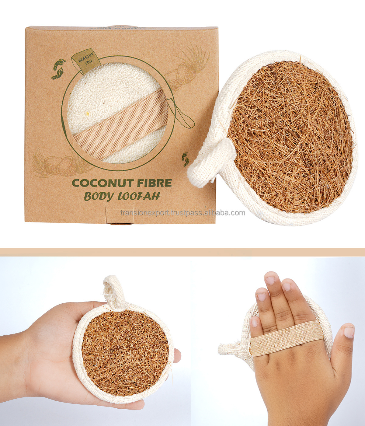 NOURISHING BODY BATH SKIN CARE FACE AND FEET SPONGE LOOFAH VETTIVER COCONUT FIBRE Eco Friendly