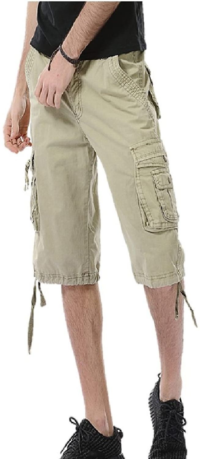 Men Cotton loose fit Pants Men's Casual Knee Shorts Pocket twill Zip Fly Cargo Pants Cargo Shorts