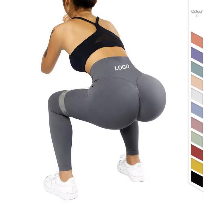 Custom Logo Brand Gym Wear Legging Tummy Control Workout Yoga Pants Activewear Women Seamless Scrunch Butt Lift Leggings