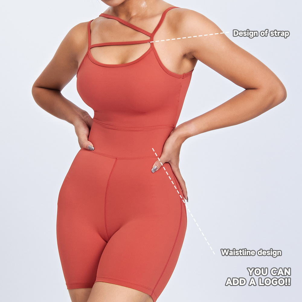 Slim Shoulder Strap Jumpsuit Gym Wear Sexy Cross Yoga Jumpsuit One Piece Yoga Shorts Fitness Yoga Sets One Piece Bodysuit