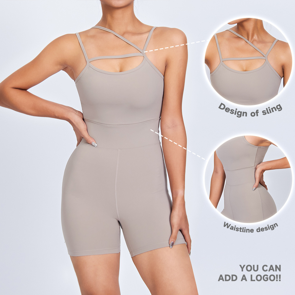 Slim Shoulder Strap Jumpsuit Gym Wear Sexy Cross Yoga Jumpsuit One Piece Yoga Shorts Fitness Yoga Sets One Piece Bodysuit