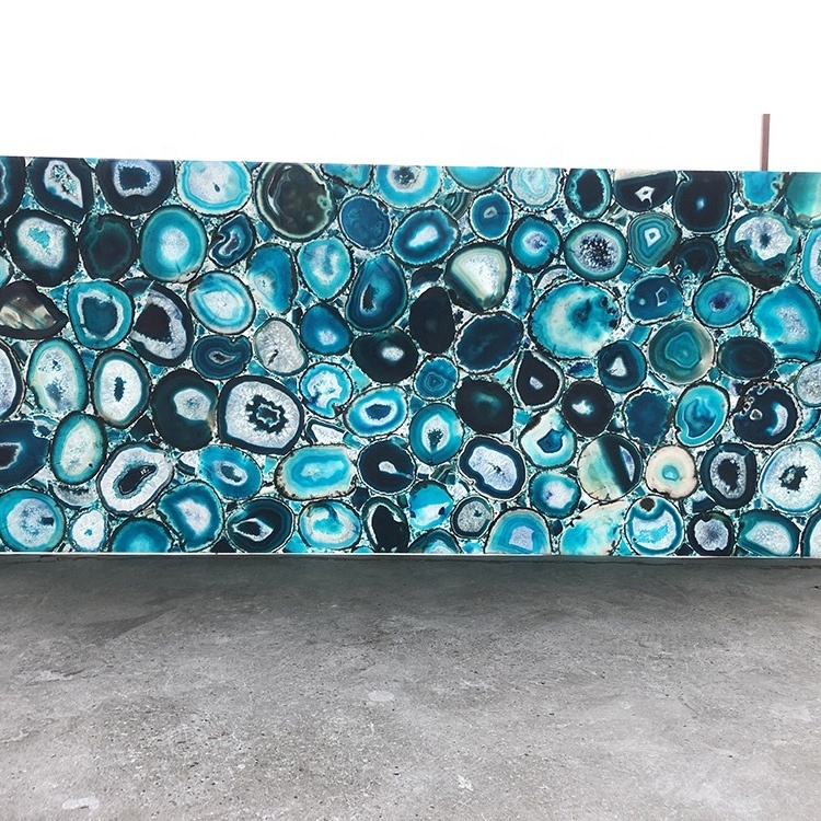 Blue Onyx Marble Sheet Natural Agate Slab For Onyx Bar Top