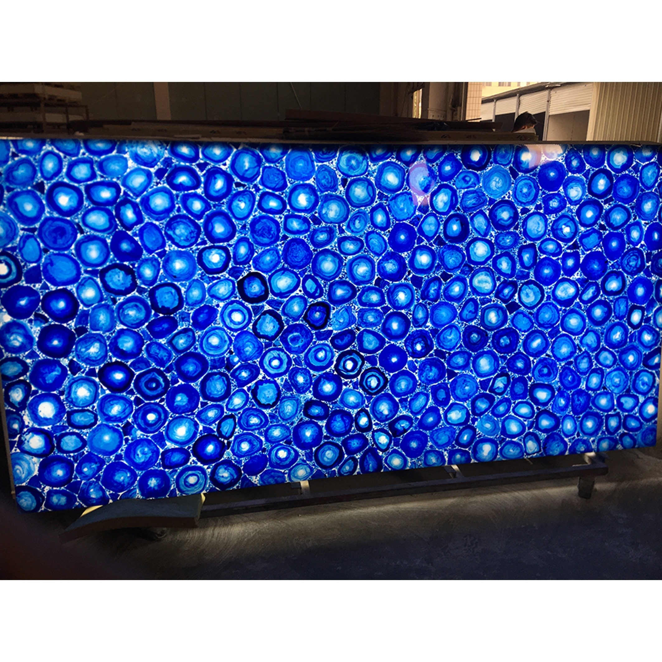 Translucent Blue Agate Stone Artificial marble Wall Panel For Home Decoration Cheap Artifical Agate Slab For Agate Table