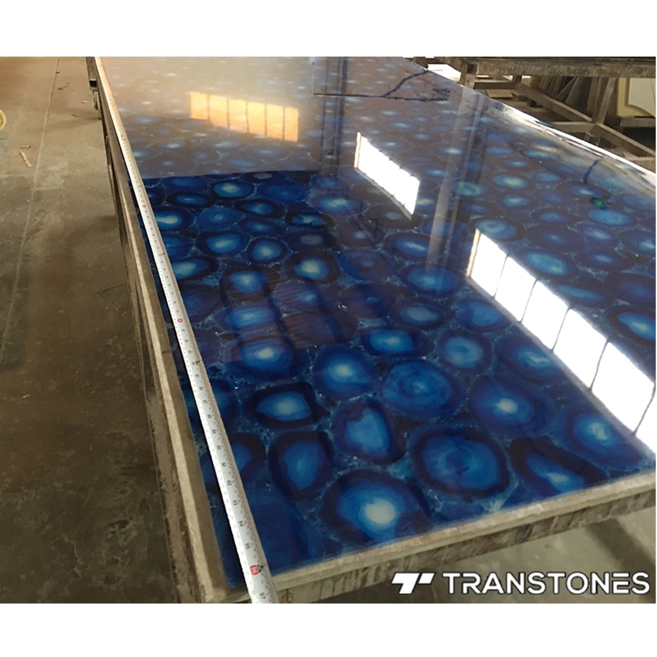 Translucent Blue Agate Stone Artificial marble Wall Panel For Home Decoration Cheap Artifical Agate Slab For Agate Table