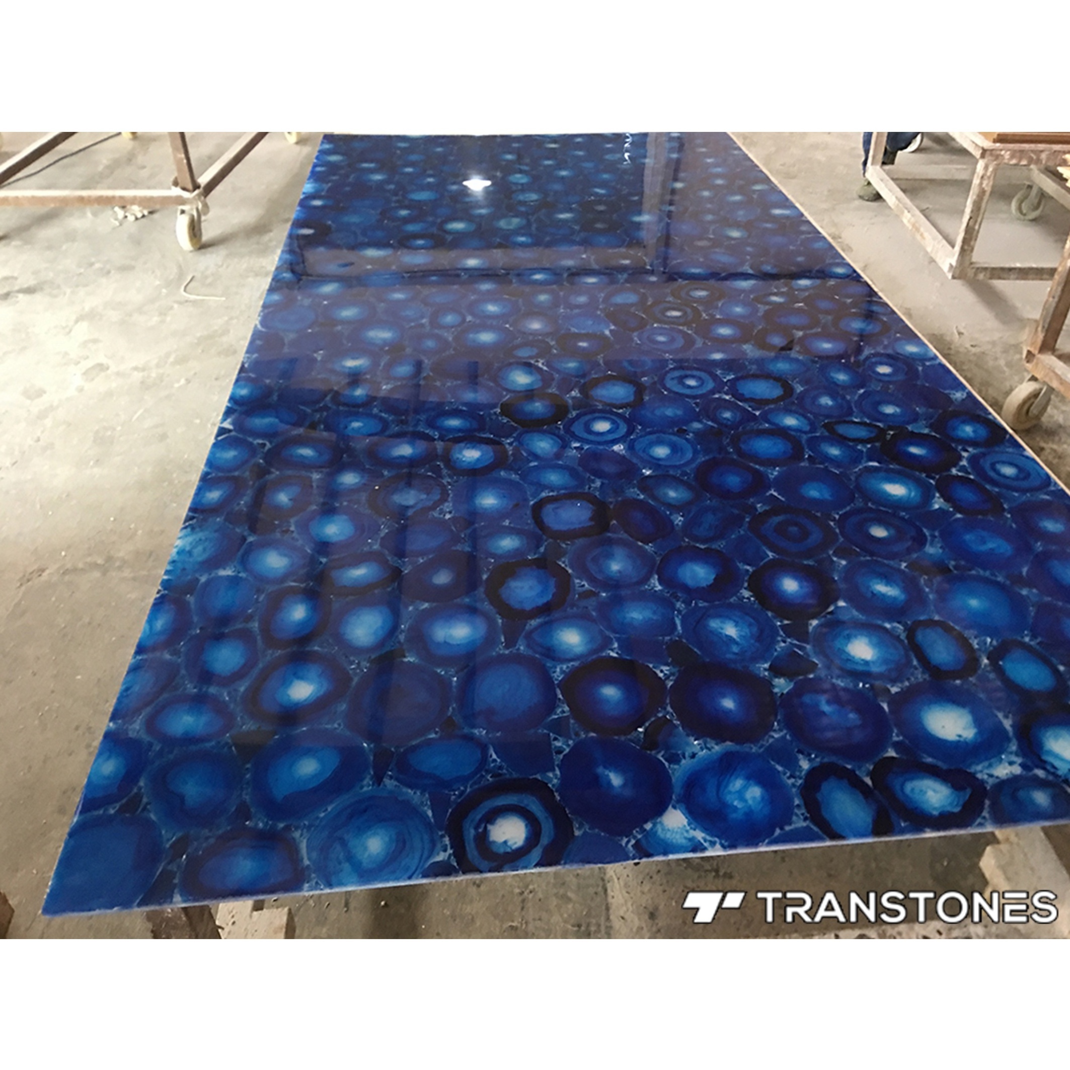 Translucent Blue Agate Stone Artificial marble Wall Panel For Home Decoration Cheap Artifical Agate Slab For Agate Table