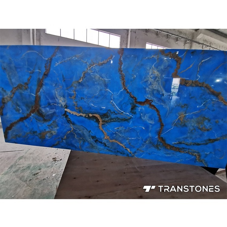 Stone Wall Panels Blue Onyx Marble Price Backlit Acrylic Resin Sheet For Home Decor Brick Wall