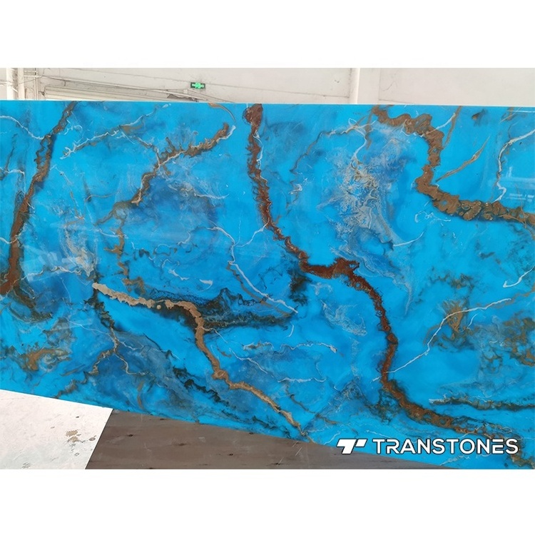 Stone Wall Panels Blue Onyx Marble Price Backlit Acrylic Resin Sheet For Home Decor Brick Wall