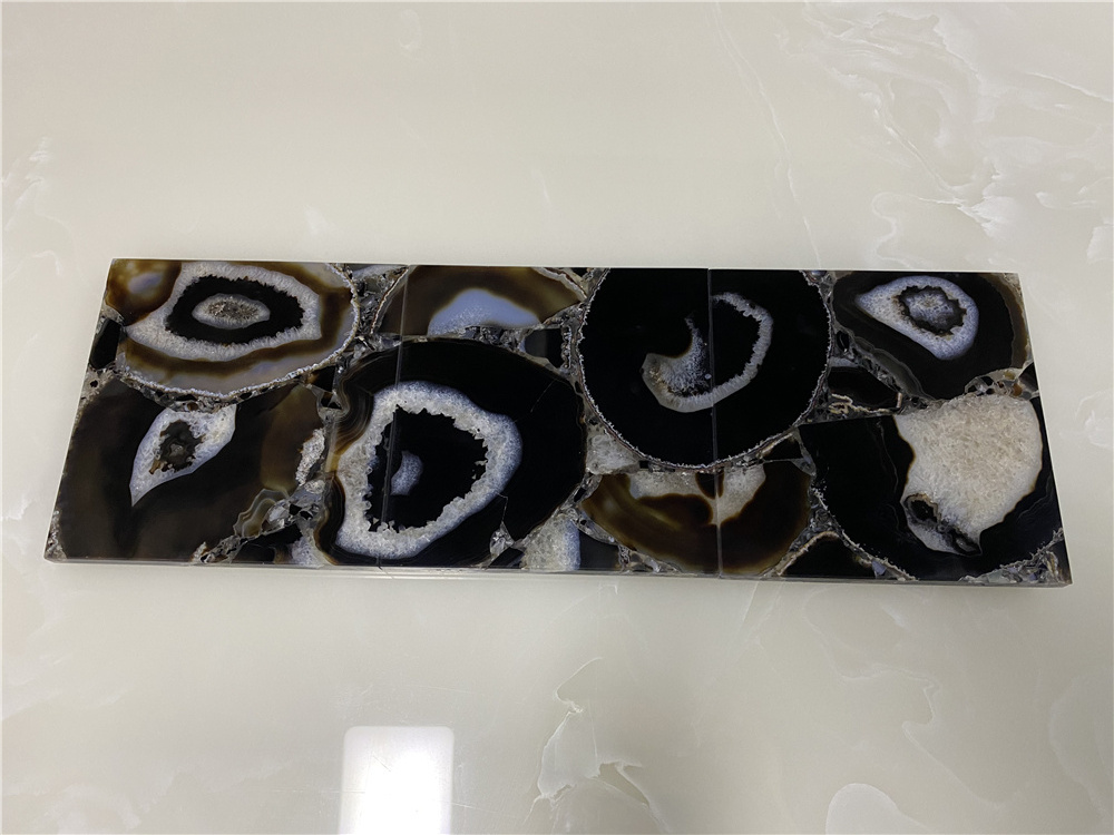 2022 Hot Sell Natural Stone Black Onyx Slab Agate Sheet Stone Wall Tiles For Translucent Countertop