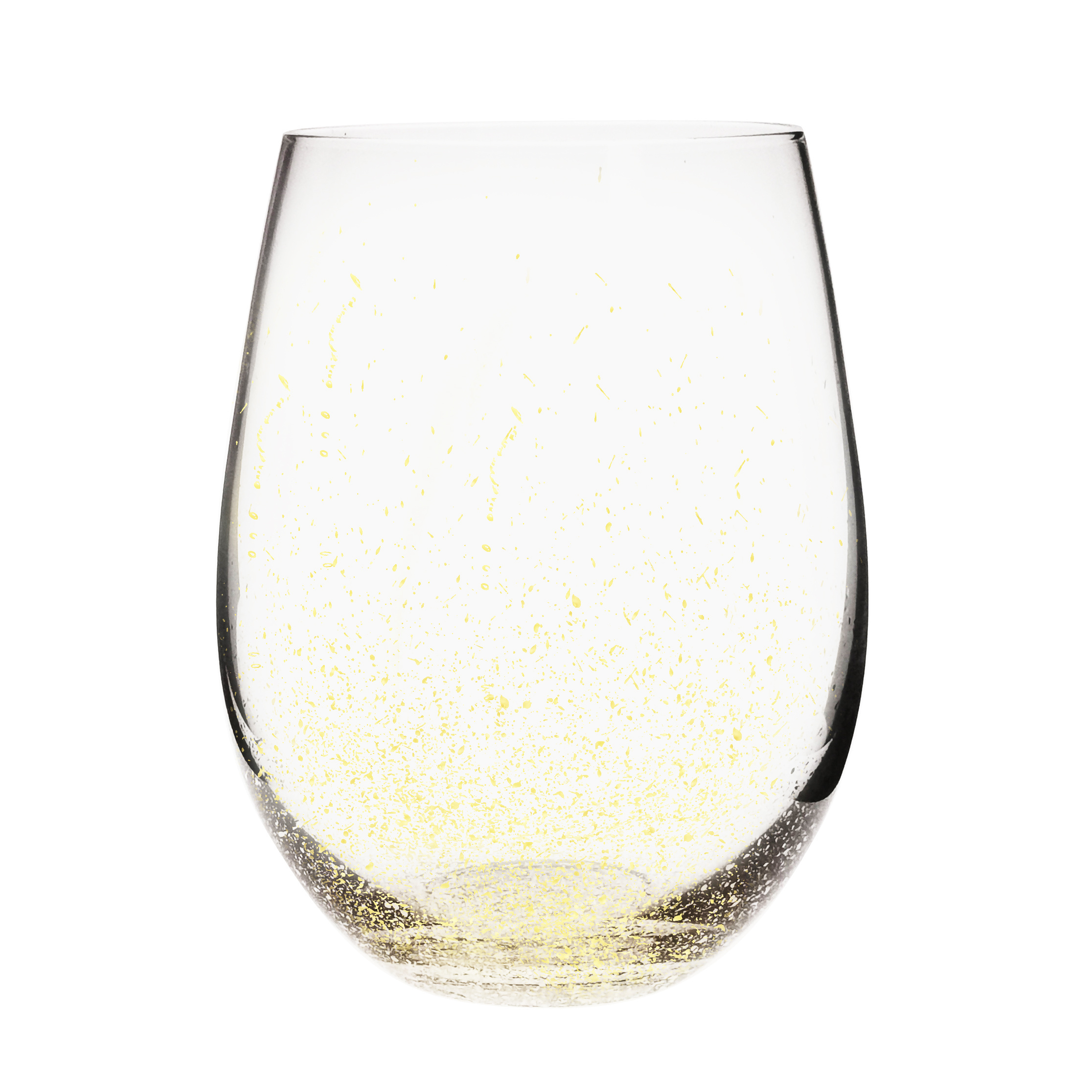 Gold Confetti Stemless Wine Glasses Egg Shape Glass Coffee Cup Air Bubbles Beer Tea Mug Glass Tumbler