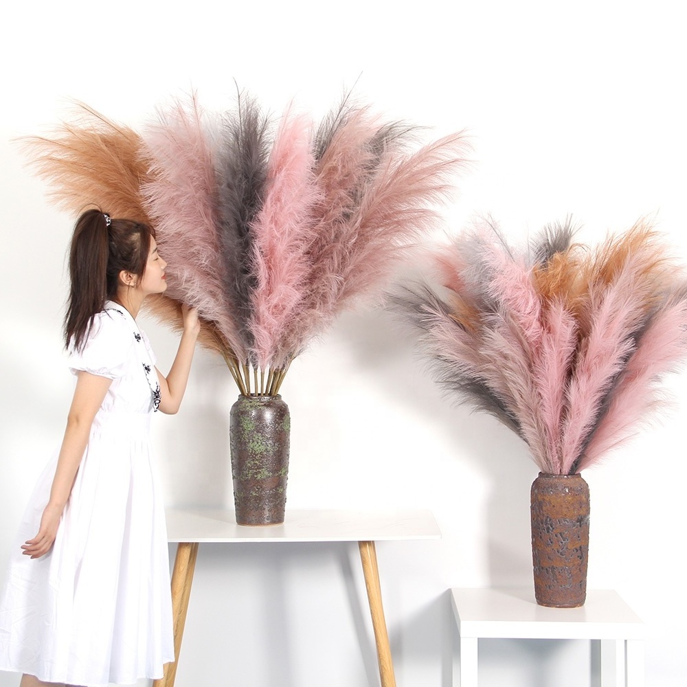 pink pampas grass decor tall faux 45 inches  artificial flowers artificial pampas grass 2022 garden ornaments