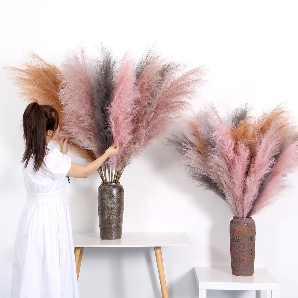 pink pampas grass decor tall faux 45 inches  artificial flowers artificial pampas grass 2022 garden ornaments