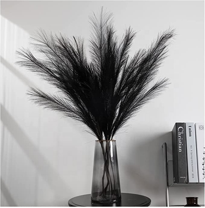 Dark Style 50-150cm Customizable Artificial Pampas Grass Pure Black Pampas Grass Halloween Decorations Black Pampas Grass