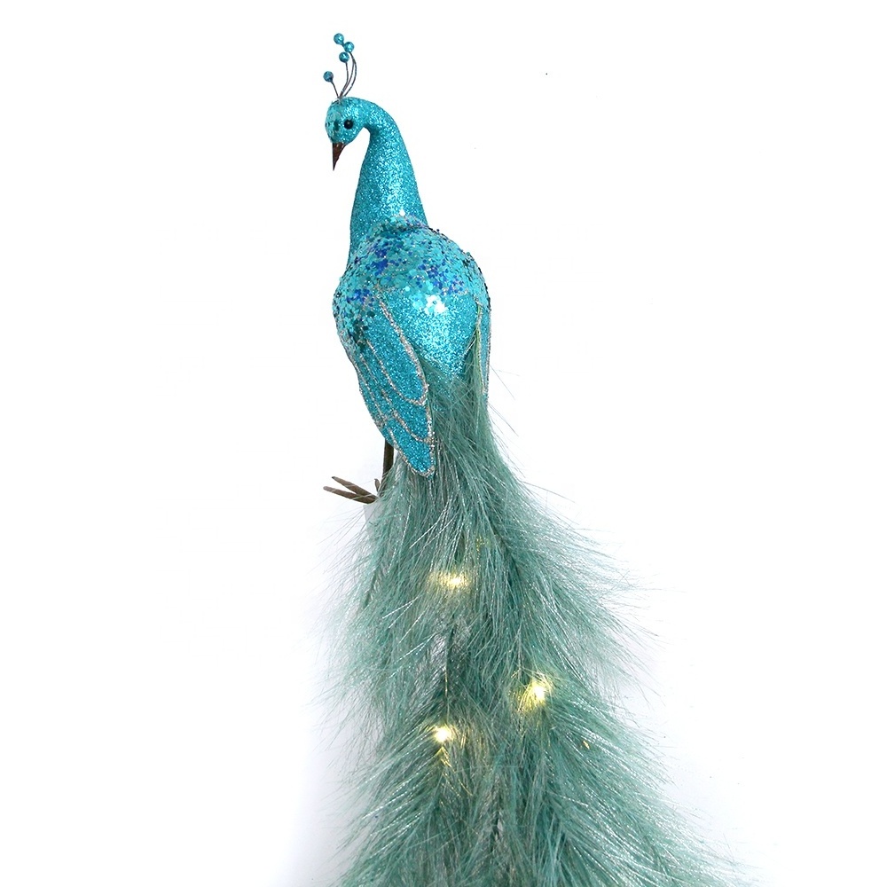 Original Design Peacock Christmas Ornament Peacock With LED Artificial Animals Home Decor Holiday Decorations