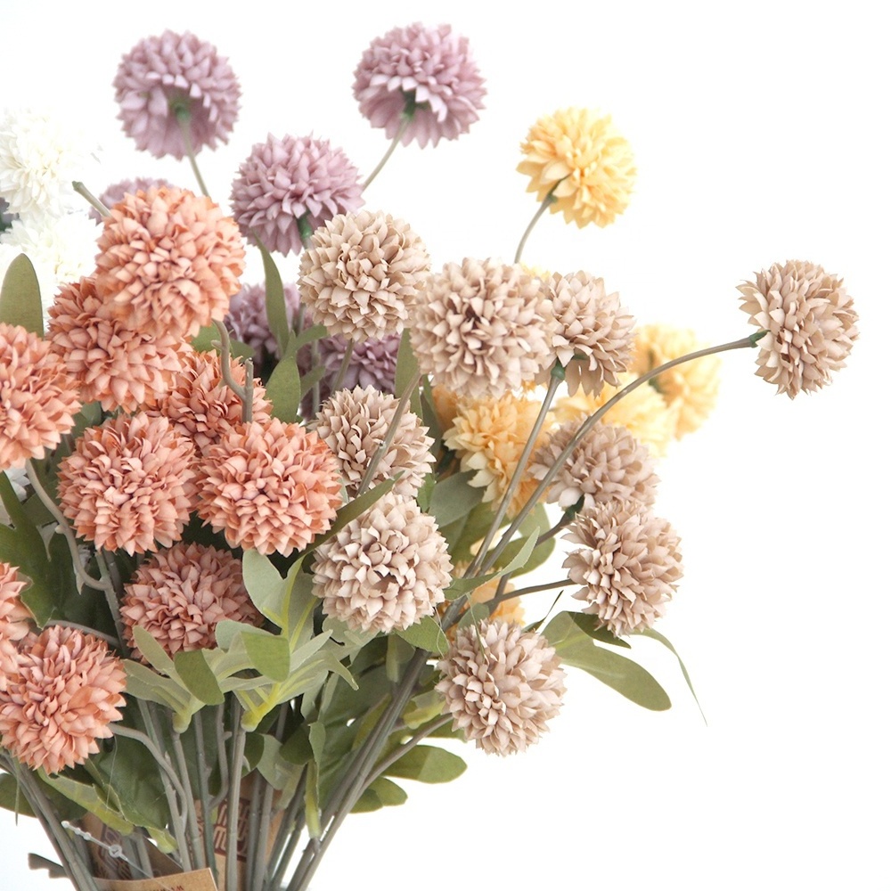 Popular 5-head Silk Dandelion Ball Chrysanthemum Cheap Price Chrysanthemum Flower For Wedding Home Decorative Flowers