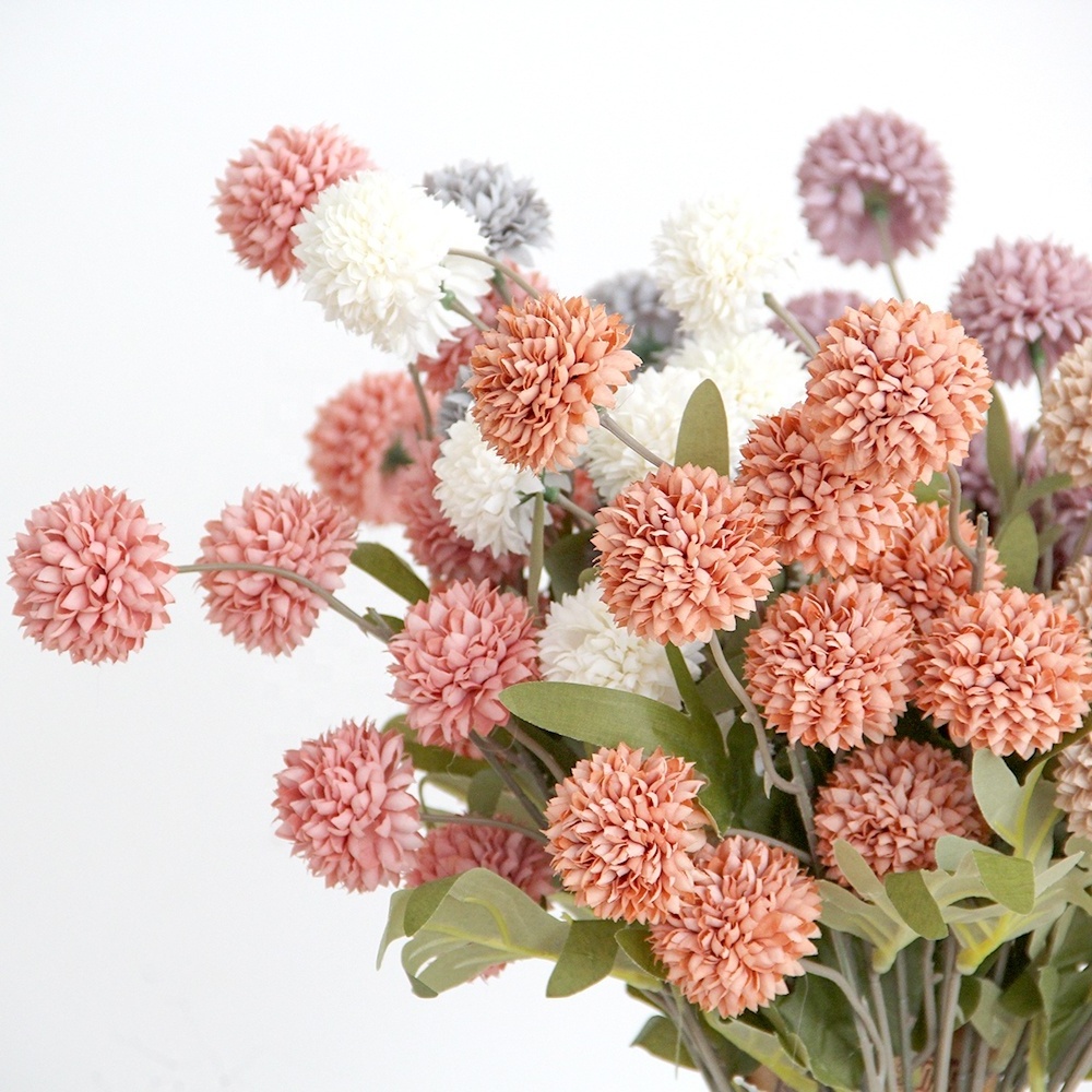 Popular 5-head Silk Dandelion Ball Chrysanthemum Cheap Price Chrysanthemum Flower For Wedding Home Decorative Flowers