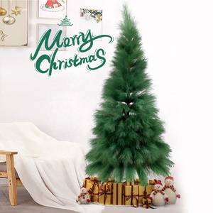 Unique New Design 7ft Dense Pampas Grass Christmas Tree Dark Green Large Christmas Trees Pure Handmade Artificial Tree