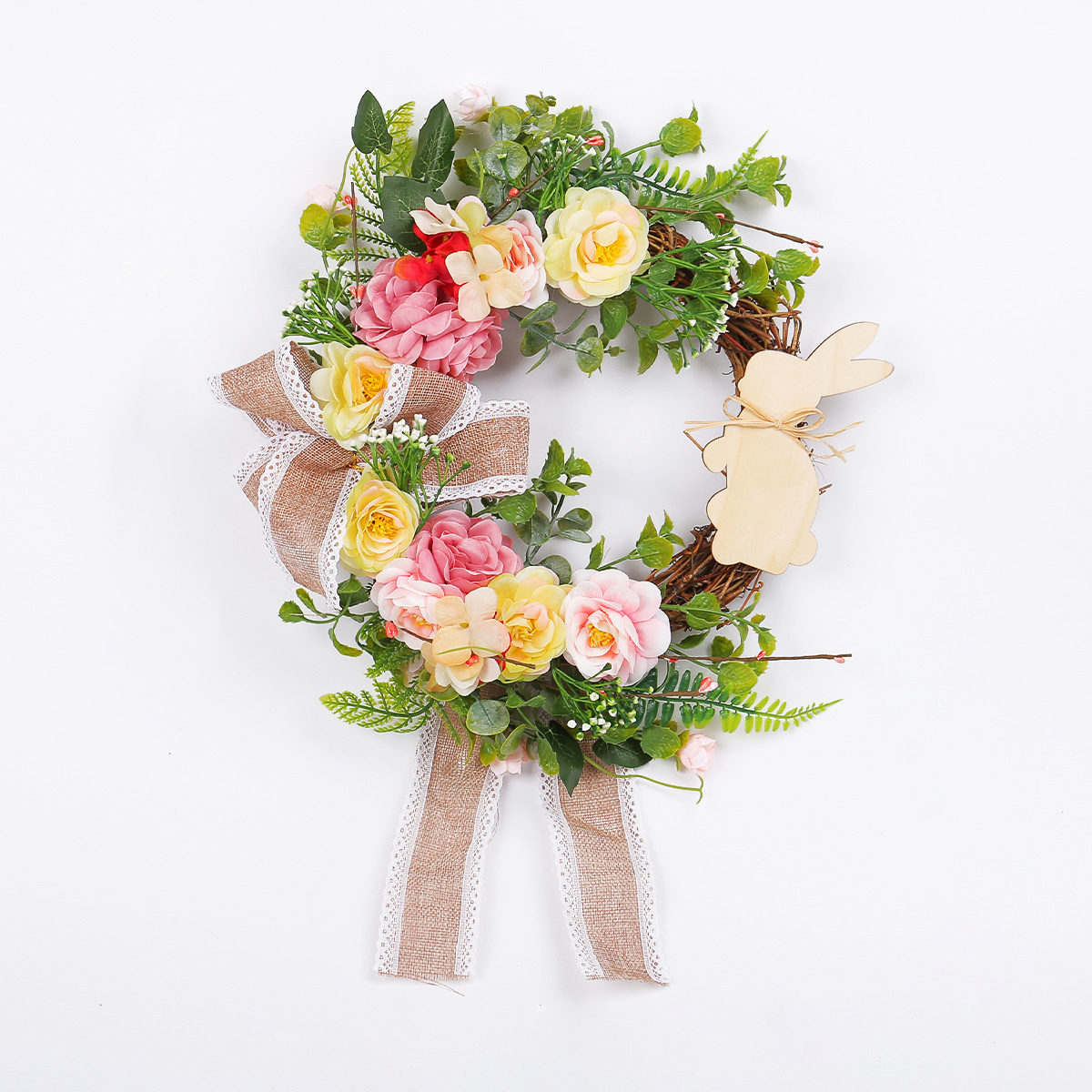 Wholesale Decorative Flowers Wreaths Rose Wreath Spring Indoor Outdoor Decoration Wreath Making Supplies