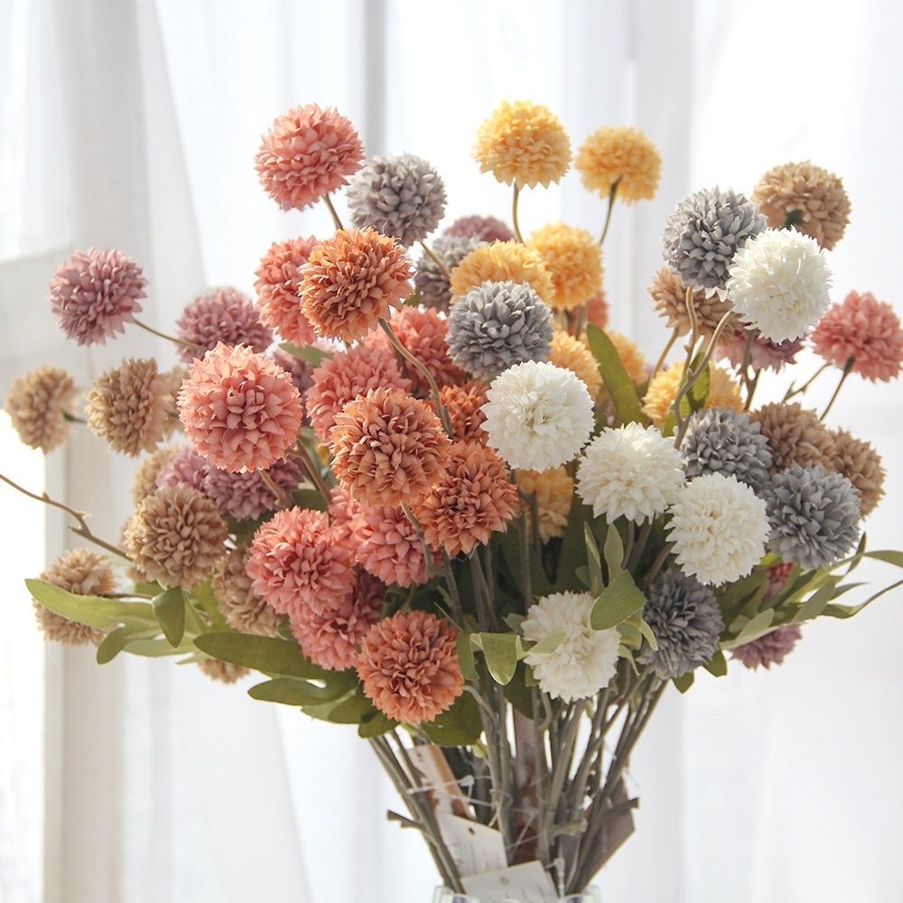 Popular 5-head Silk Dandelion Ball Chrysanthemum Cheap Price Chrysanthemum Flower For Wedding Home Decorative Flowers