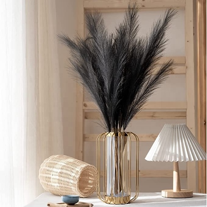 Dark Style 50-150cm Customizable Artificial Pampas Grass Pure Black Pampas Grass Halloween Decorations Black Pampas Grass