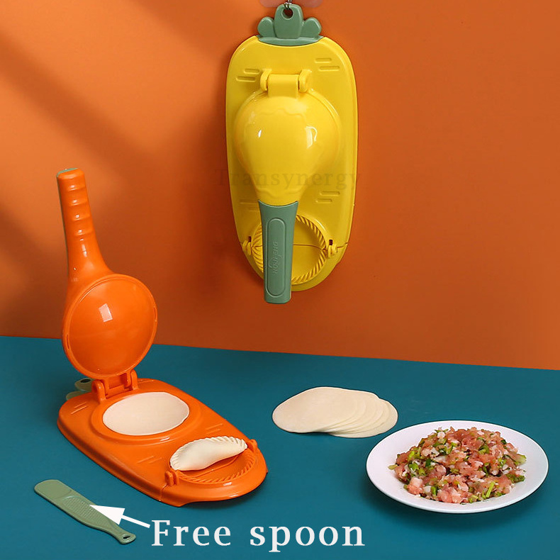 Hot Sale 2 in 1 Dumpling Skin Press Plastic Plastic Manual Dumpling Maker Molds Empanada Press (Orange)