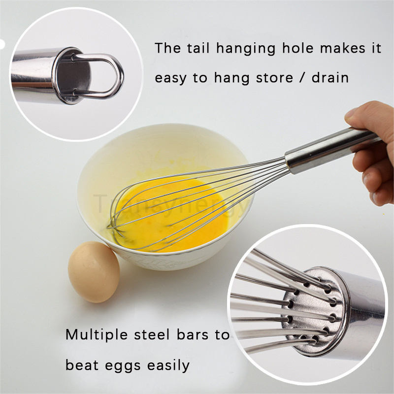 Stainless Steel Easy Grip Egg Whisk Whipper  Food Blender Cream Milk Egg Whisk Stand