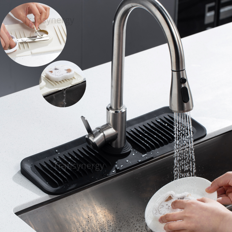 Silicone Sink Splash Guard Behind Faucet Waterproof Drip Protector Splash Drying Countertop Absorbent Mat