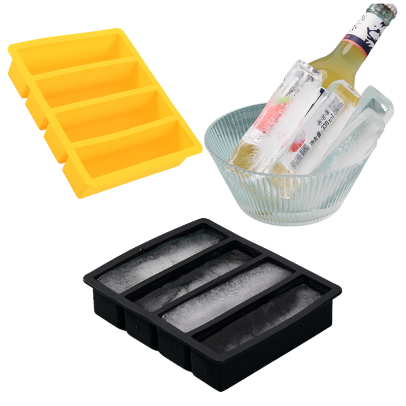 BPA Free Silicone Thin Ice Cube Tray Long Rectangle Ice Cube Mold for Freezing Whisky Wine