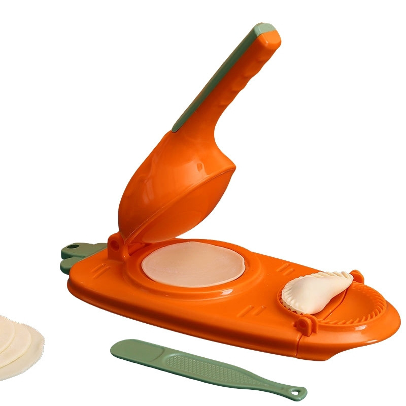 Hot Sale 2 in 1 Dumpling Skin Press Plastic Plastic Manual Dumpling Maker Molds Empanada Press (Orange)