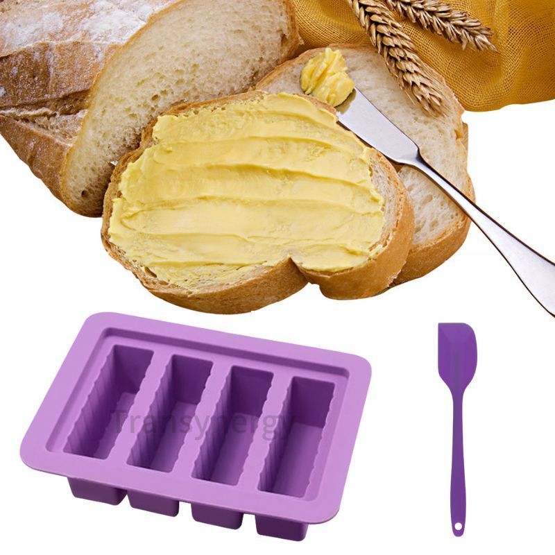 2024  Newest Food-grade Silicone Butter Mold with Lid Easy to Release Butter Spread Holder Candy Soap Cake Baking Tray