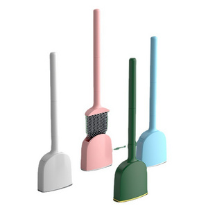 Bendable Head TPR Silicone Toilet Brush to Clean Corner Easily Floor Standing or Mountedand Toilet Plunger with Holder Set