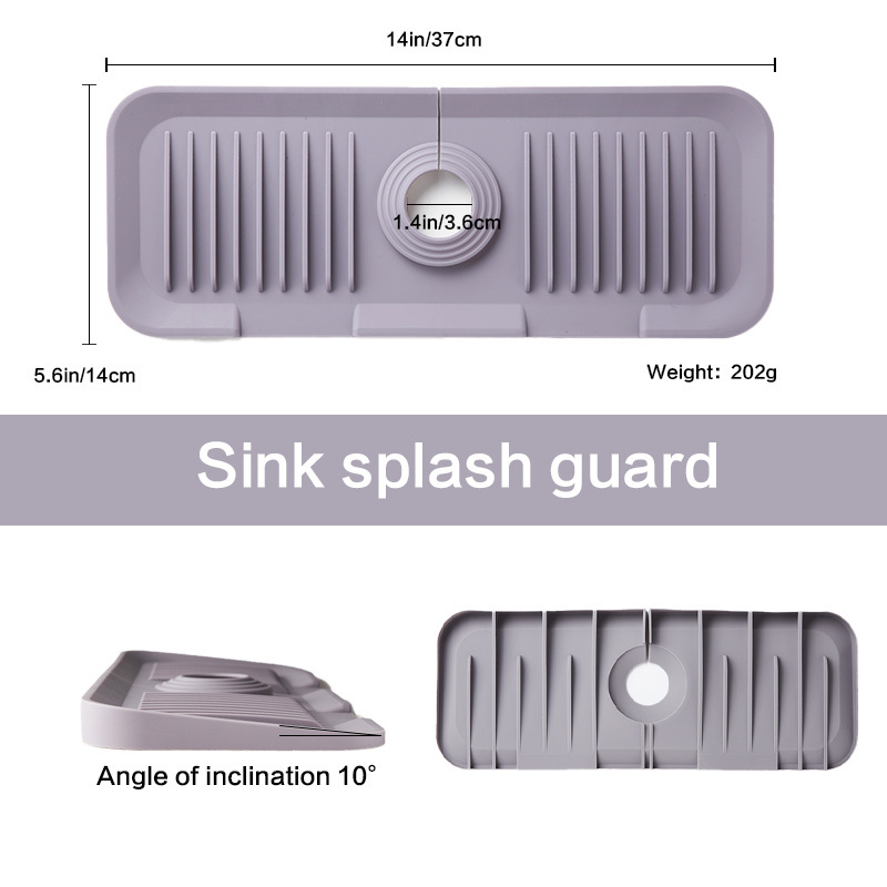 Hot Selling Kitchen Sink Water Splash Guard Baffle Board With Strong Sucker Impermeable Silicone Sink Splash Guard