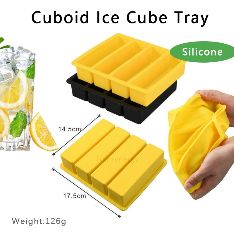 BPA Free Silicone Thin Ice Cube Tray Long Rectangle Ice Cube Mold for Freezing Whisky Wine