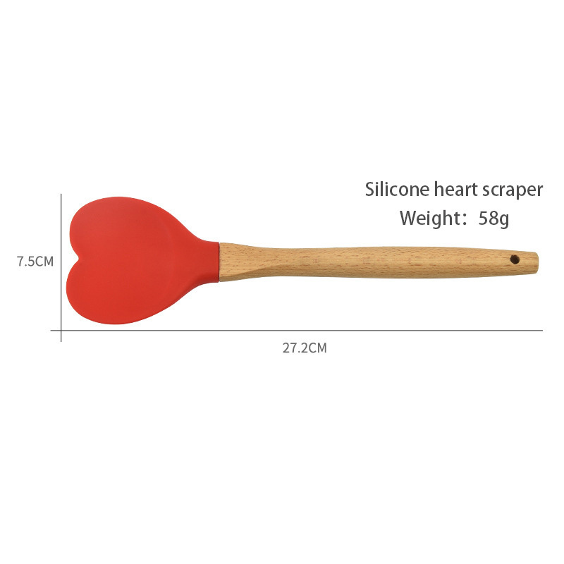 New Products Home and Kitchen Accessories Heat Resistant Food Grade Silicone Kitchen Utensils Heart Shape Cheap Cooking Spatula