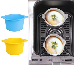 2024 Newest 5.5in Muffin Cupcakes Liners Silicone Porcelain Brulee Souffle Cake Silicone Ramekins for Air Fryer Egg Poacher