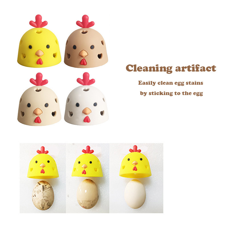 New Arrival Chicken Shaped Egg Cleaning Brush Reusable Cleaning Tools Silicone Egg Scrubber for Fresh Eggs